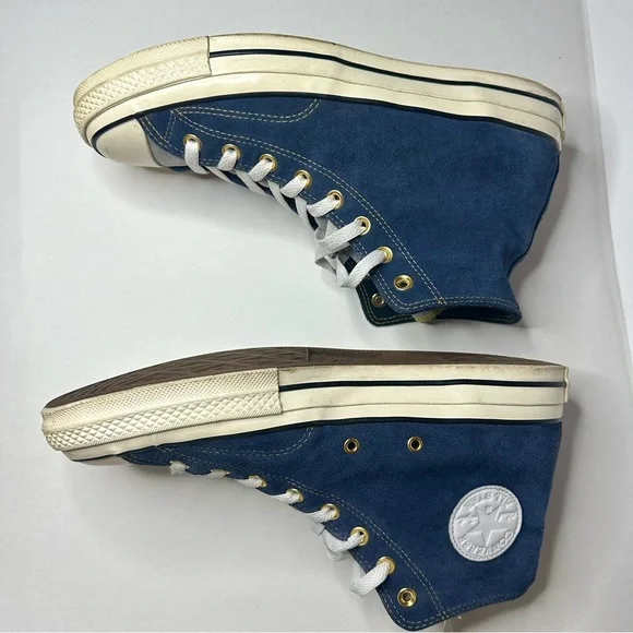 🥂SOLD🥂Converse Chuck Taylor Blue Suede Maize Detail Custom Sneakers, 10 - Picture 5 of 14